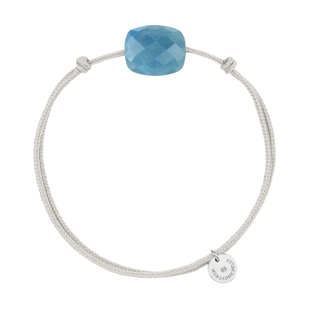 Bracelet, Quartz Bleu, Cordon Gris Souris