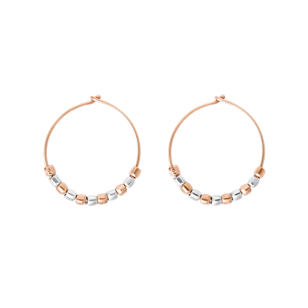 Boucles D'oreille Mini Granelli Argent & Or Rose