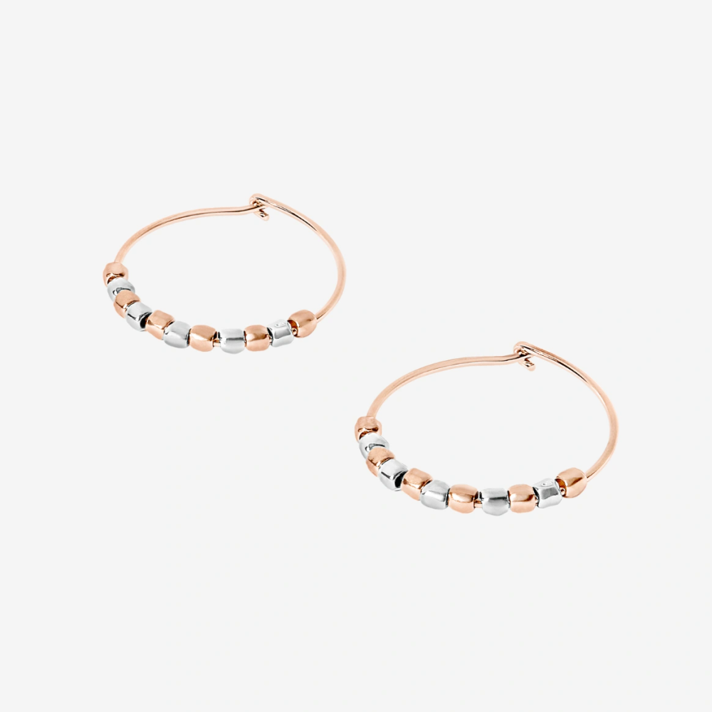 Boucles D'oreille Mini Granelli Argent & Or Rose