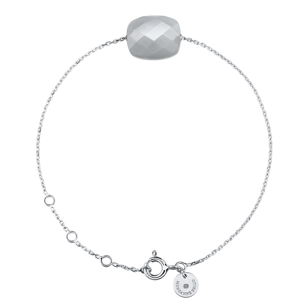 Bracelet, Pierre De Lune Grise, Or Blanc