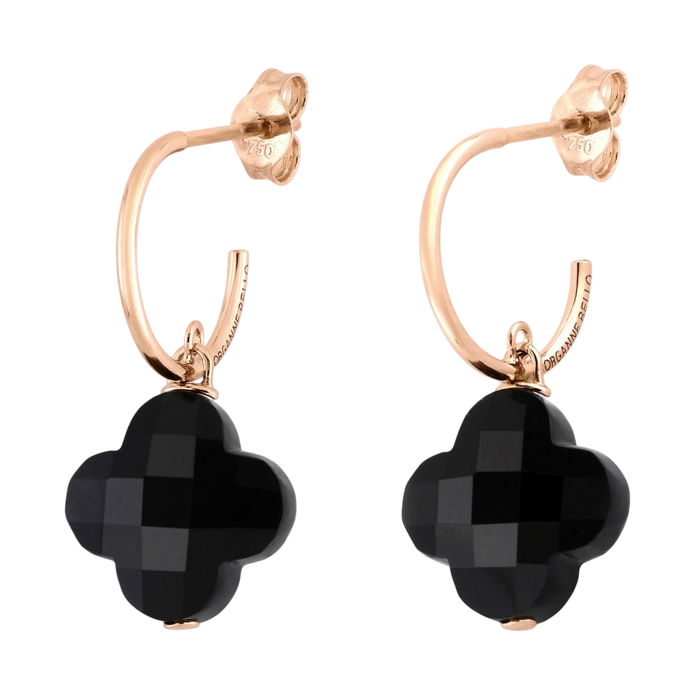 Boucles D'oreilles, Onyx, Or Rose