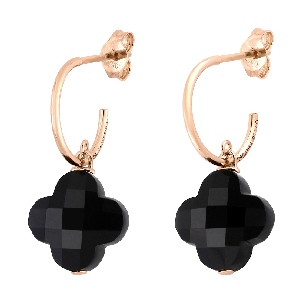 Boucles D'oreilles, Onyx, Or Rose