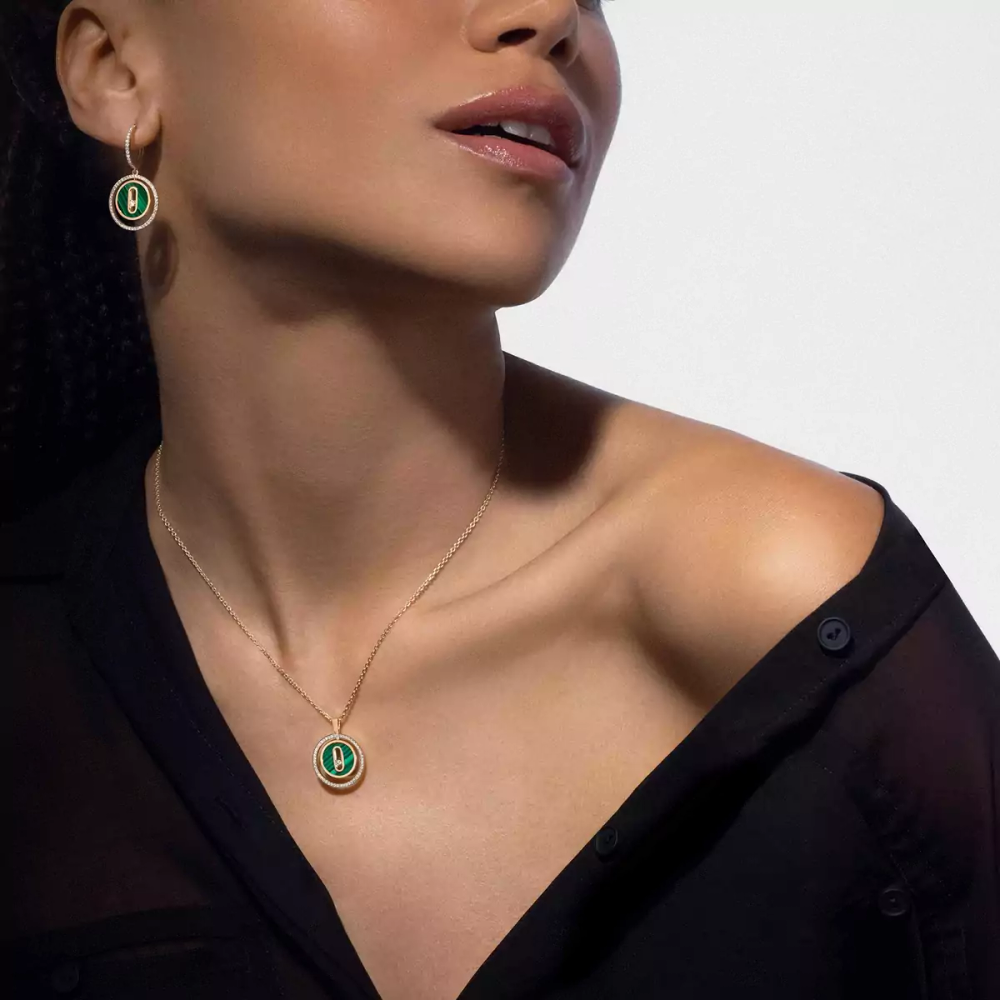 Boucles d'oreilles pendantes Lucky Move malachite