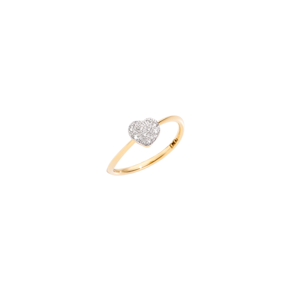 Bague Cœur Or Jaune & Diamants Blancs