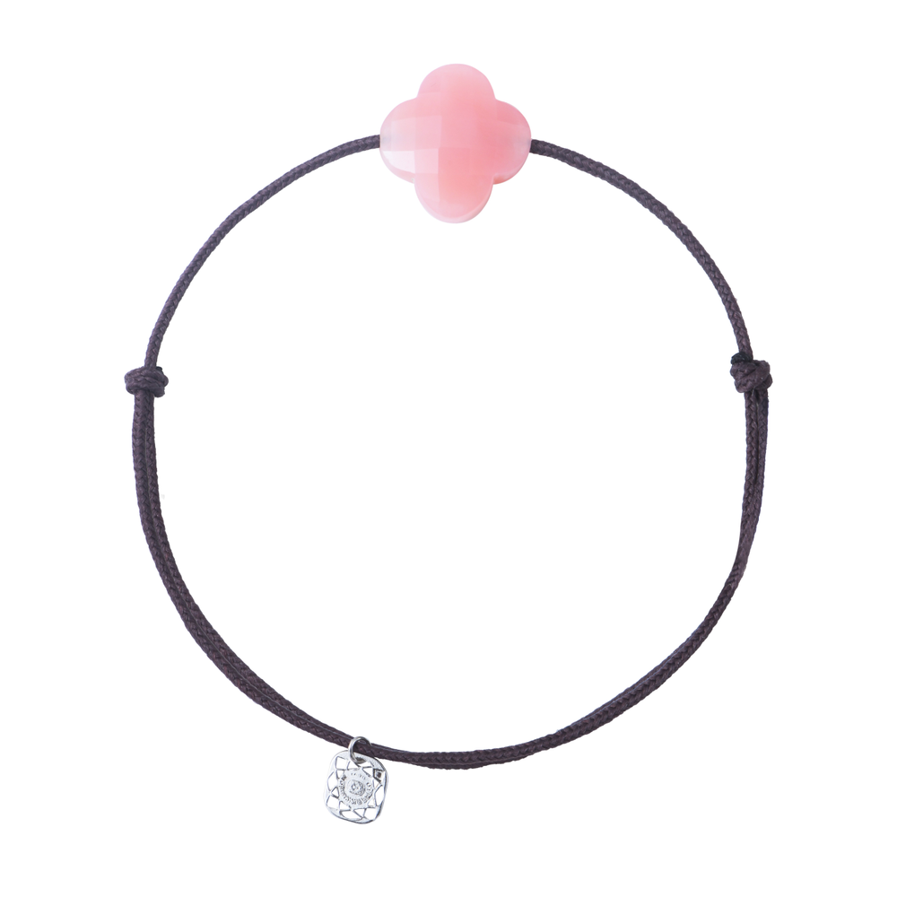 Bracelet, Opale Rose, Cordon Brun