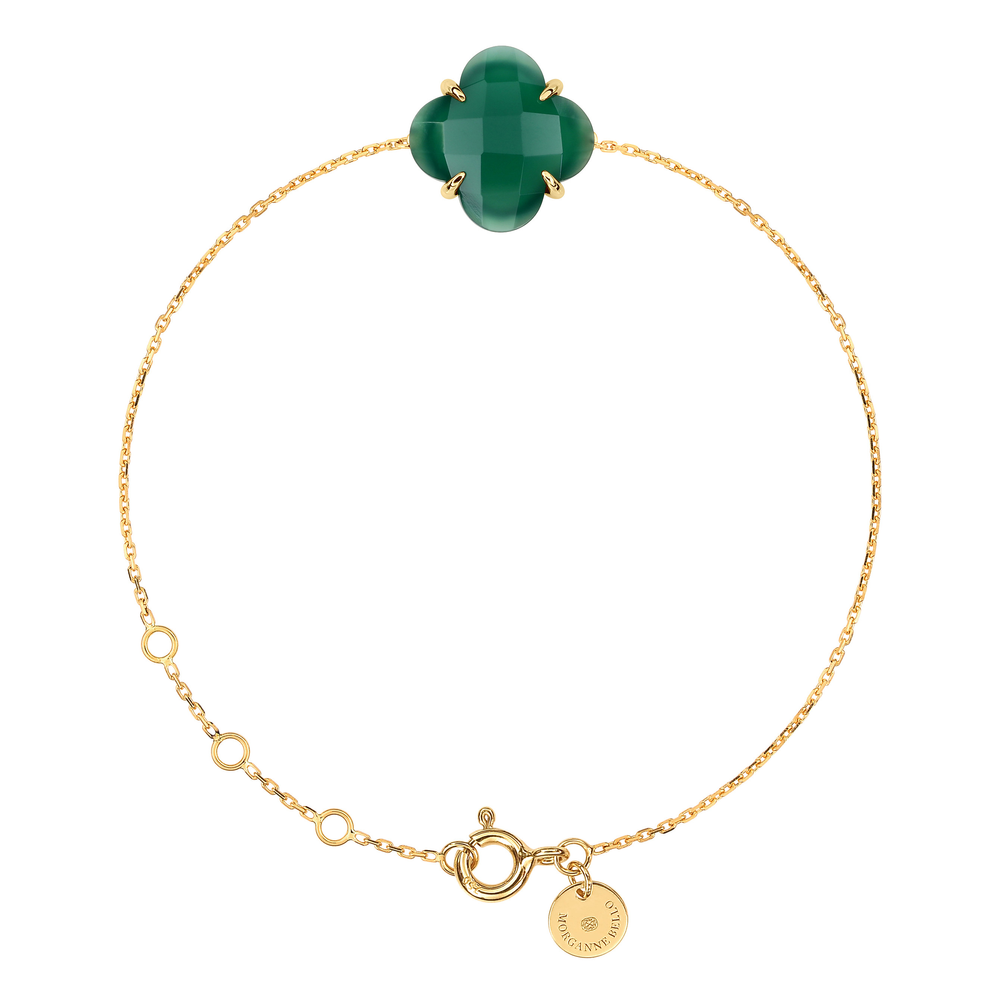 Bracelet, Agate Verte, Or Jaune