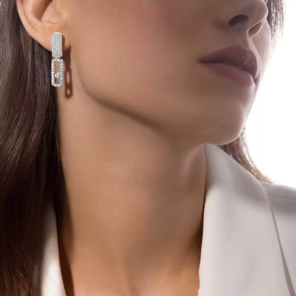 Boucles d'oreilles Imperial Move semi-pavées, moyen modèle