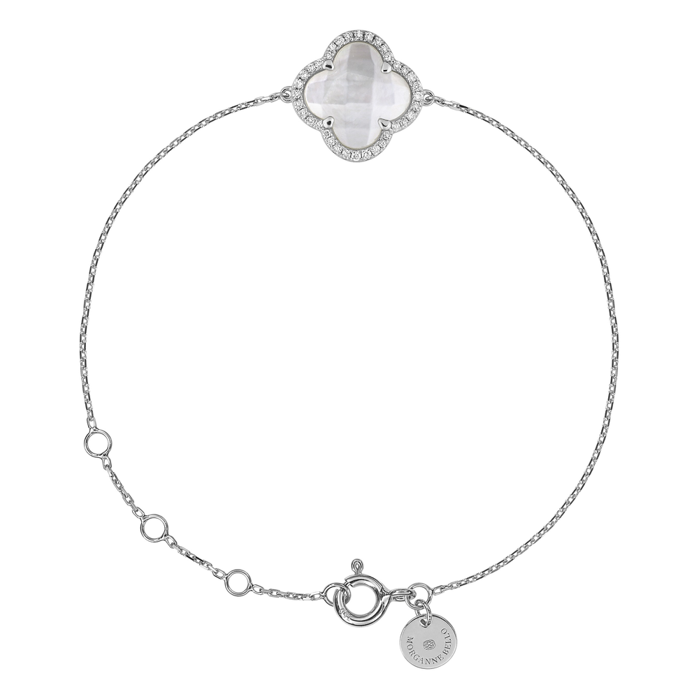 Bracelet, Nacre Blanche, Diamants, Or Blanc
