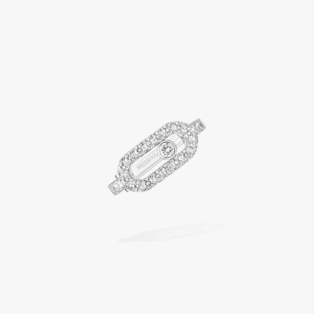 Clip d'oreille Move Uno pavé Clip d'oreille Move Uno en or blanc 18 carats, serti de diamants taille brillant et d'un diamant mobile.