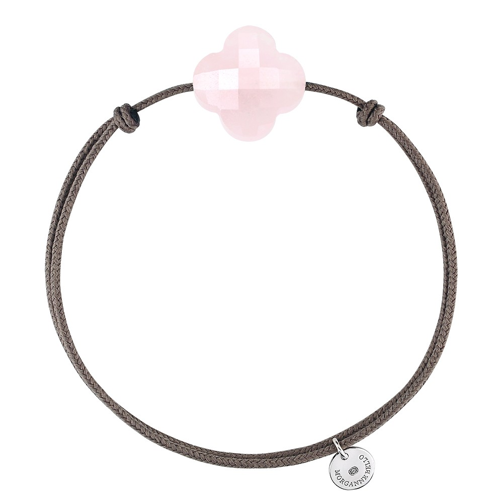 Bracelet, Quartz Rose, Cordon Taupe