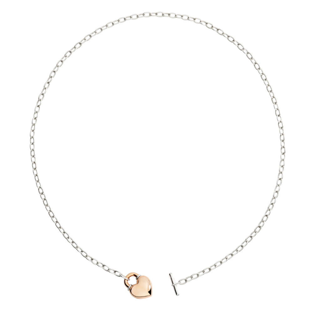 Collier Cœur Or Rose Et Argent