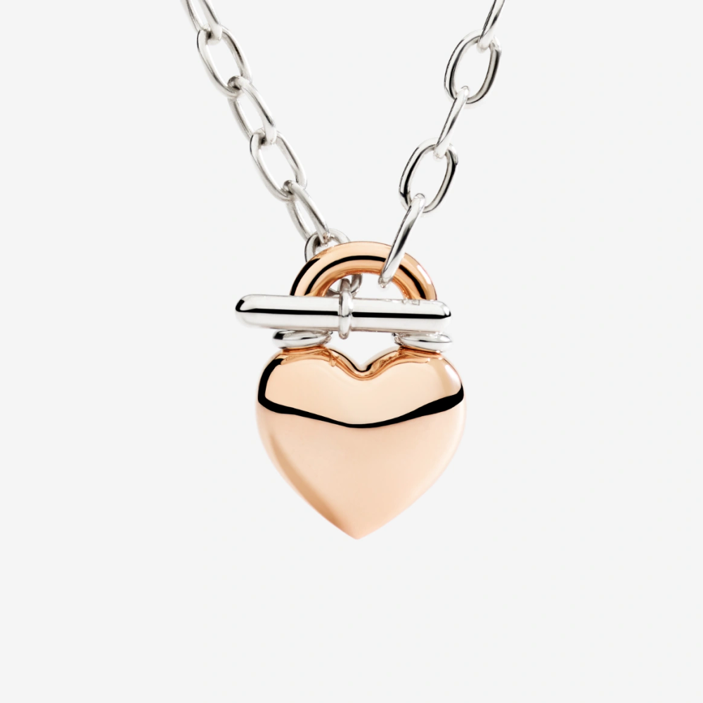 Collier Cœur Or Rose Et Argent