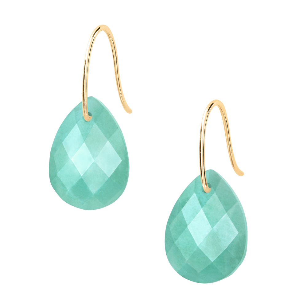 Boucles D'oreilles, Amazonite, Or Jaune