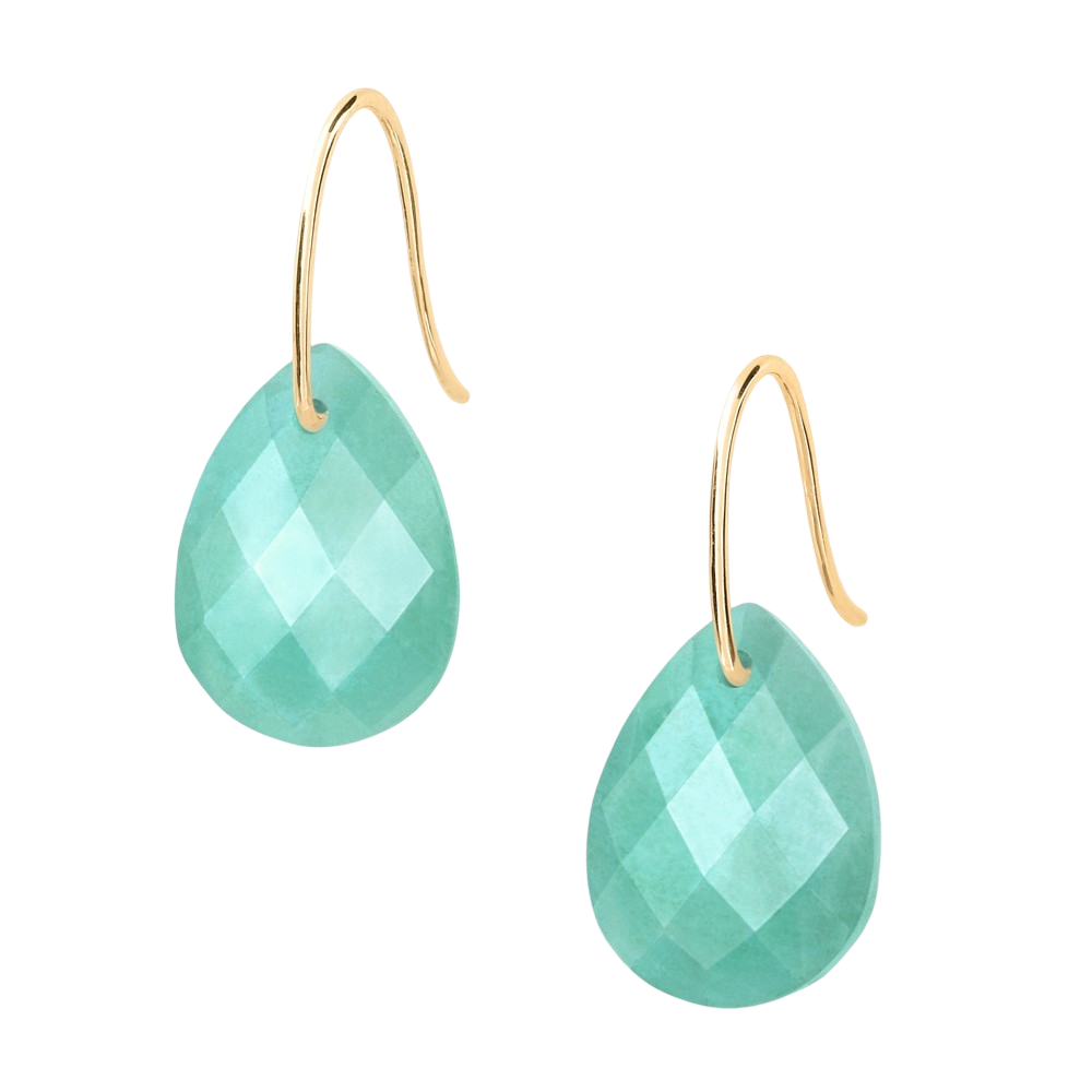 Boucles D'oreilles, Amazonite, Or Jaune