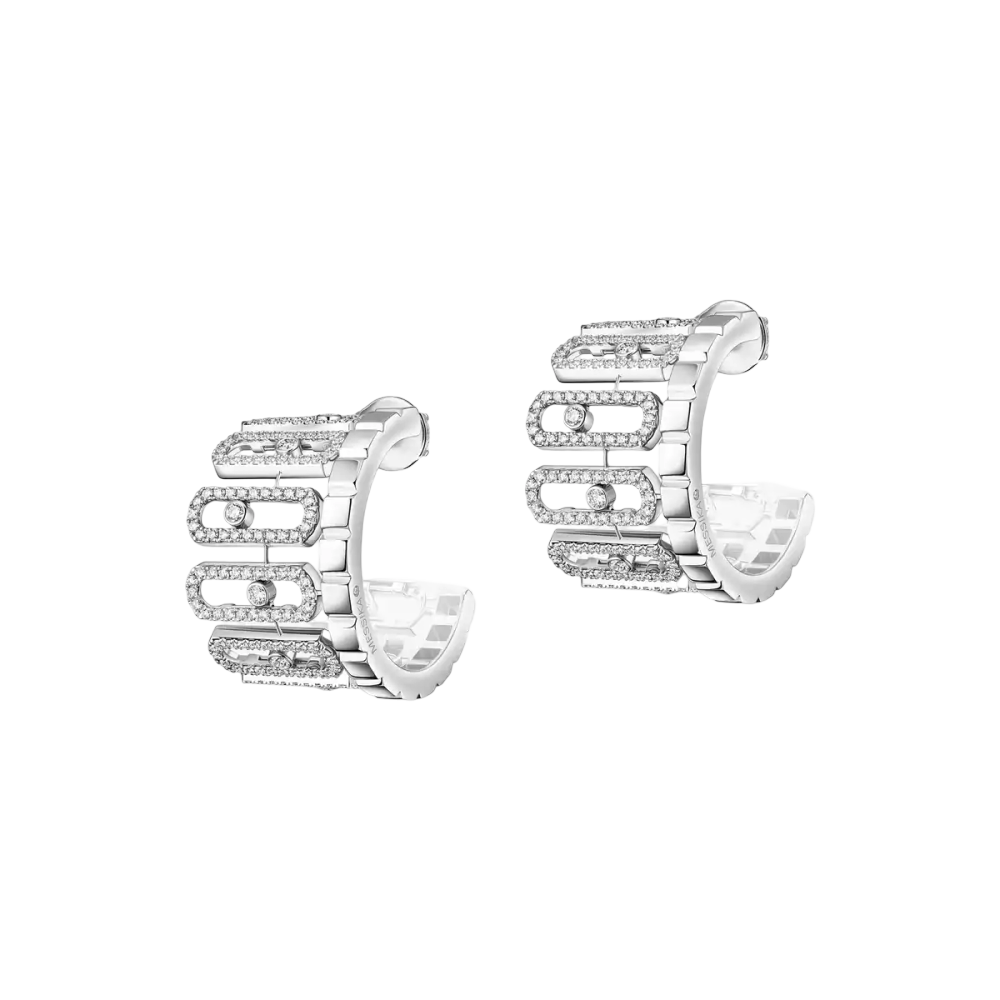 Boucles d'oreilles pavées Move Iconica Boucles d'oreilles Diamant Or Blanc