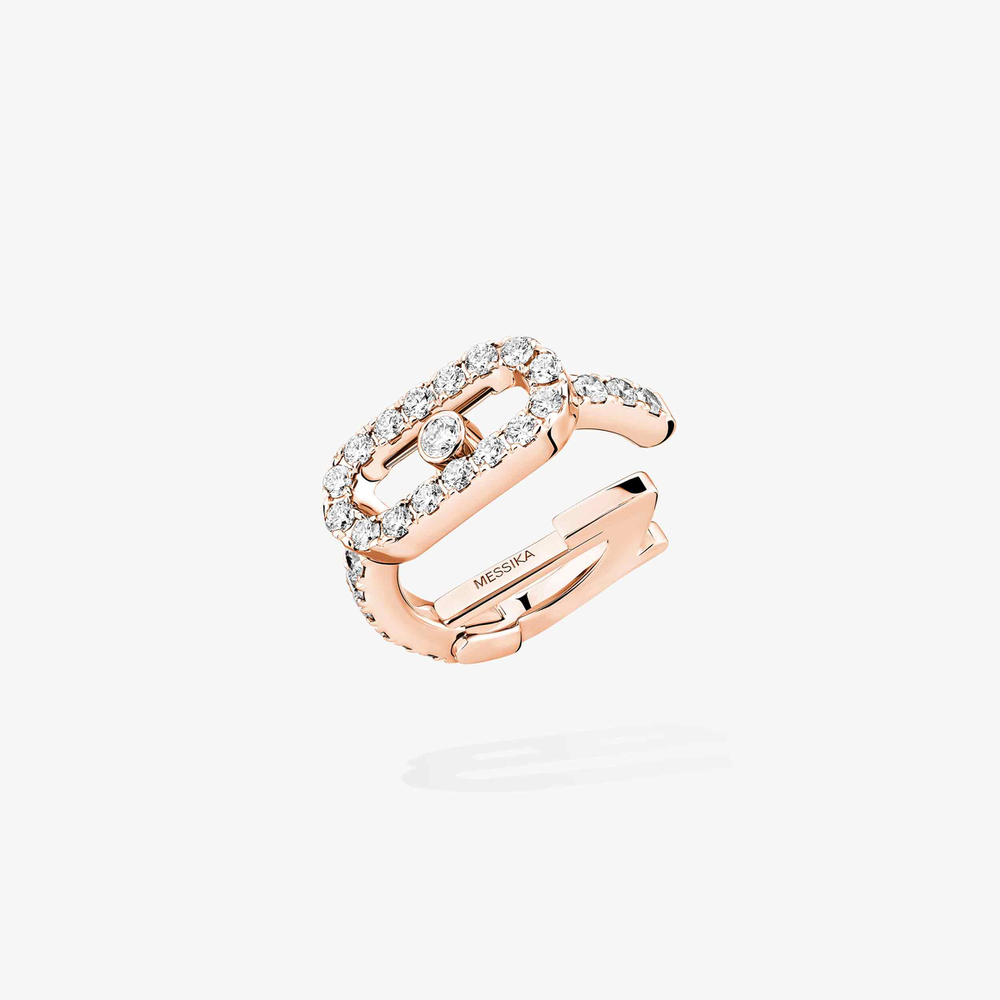 Clip d'oreille Move Uno pavé Boucles d'oreilles Diamant Or Rose