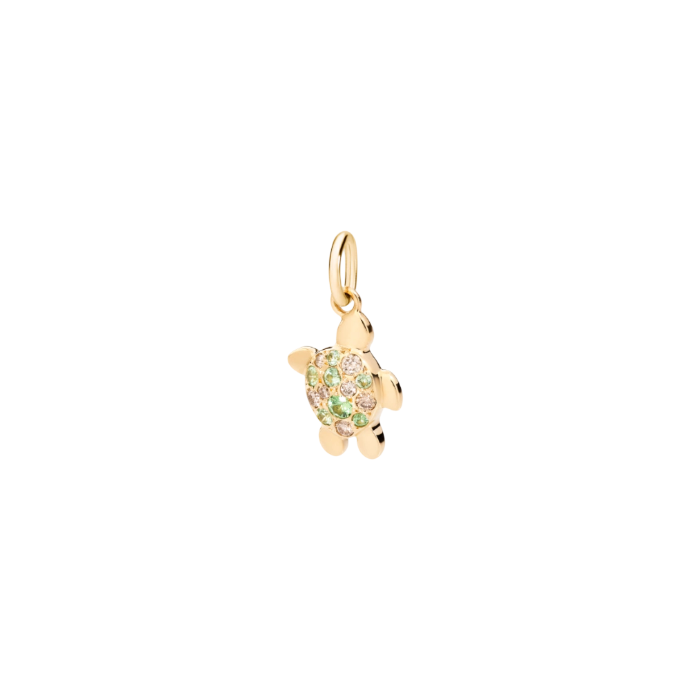 Pendentif Tortue Or Jaune, Tsavorites Et Diamants