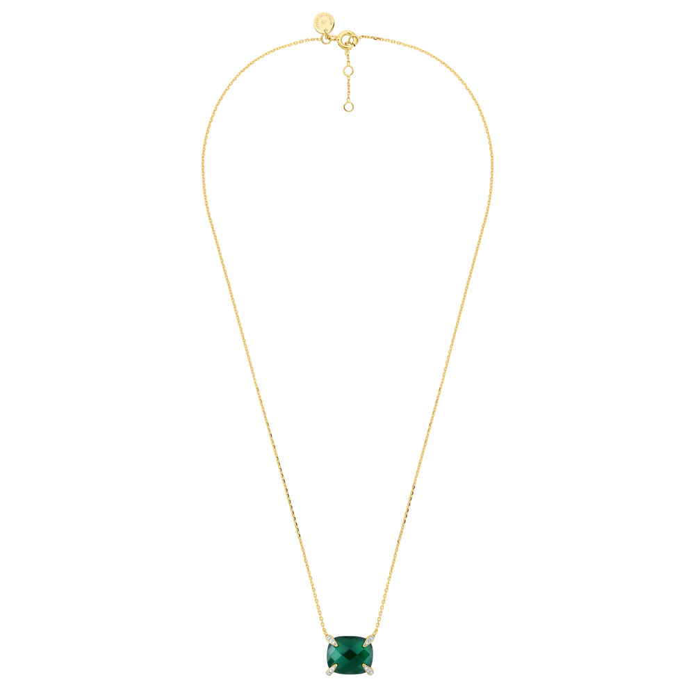 Collier, Agate Verte, Diamants, Or Jaune