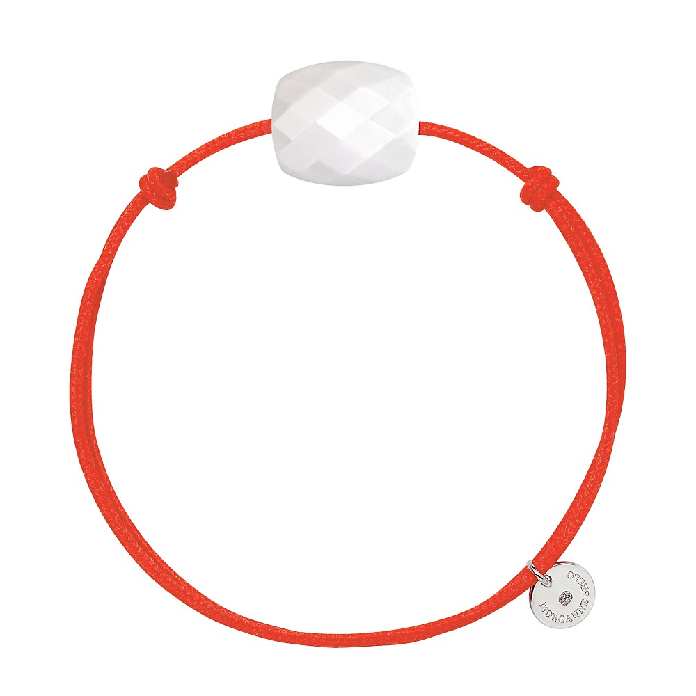Bracelet, Agate Blanche, Cordon Orange
