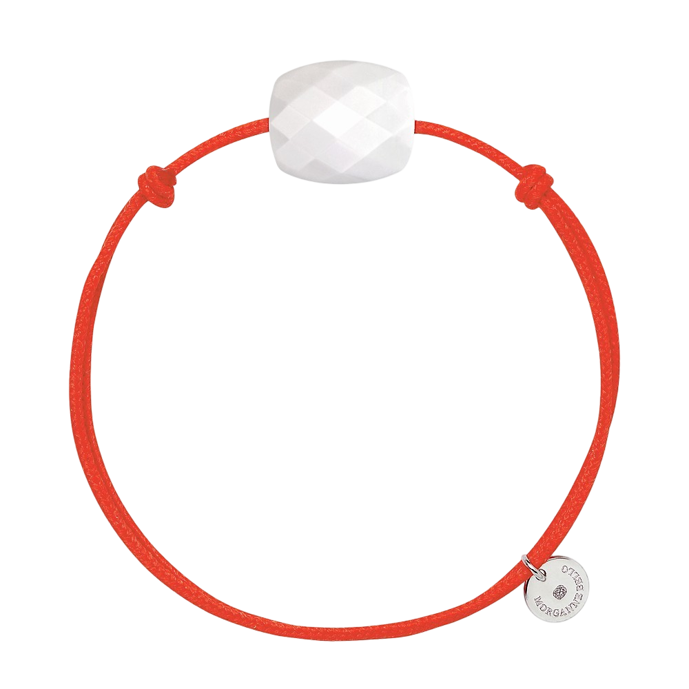 Bracelet, Agate Blanche, Cordon Orange