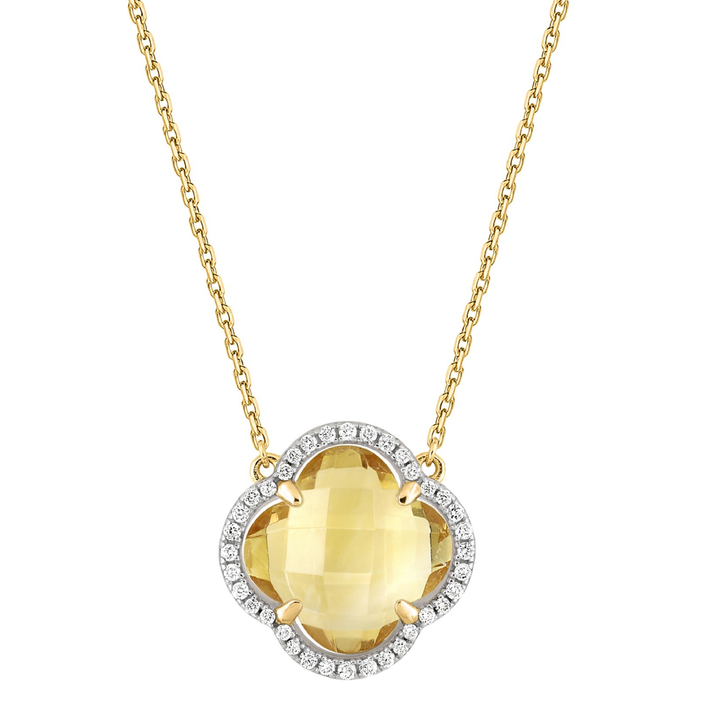 Collier, Citrine, Diamants, Or Jaune