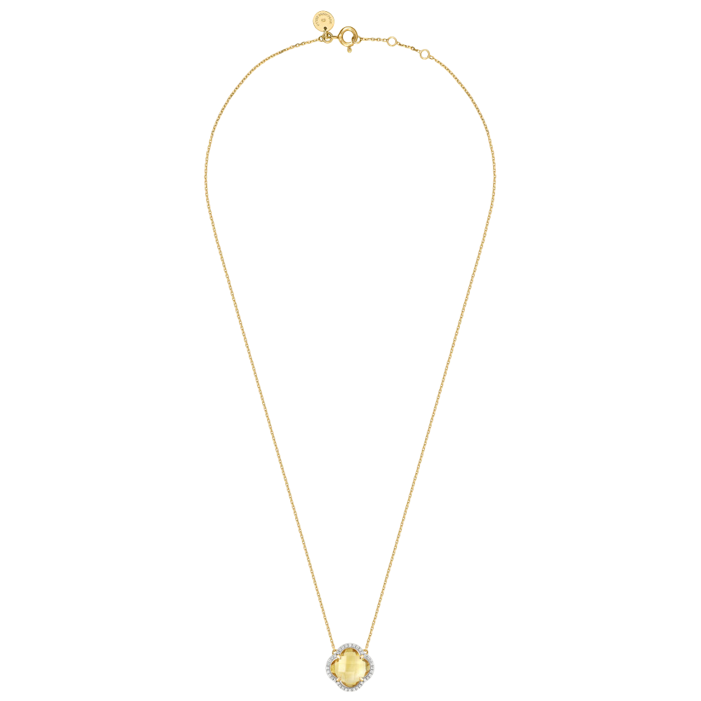 Collier, Citrine, Diamants, Or Jaune