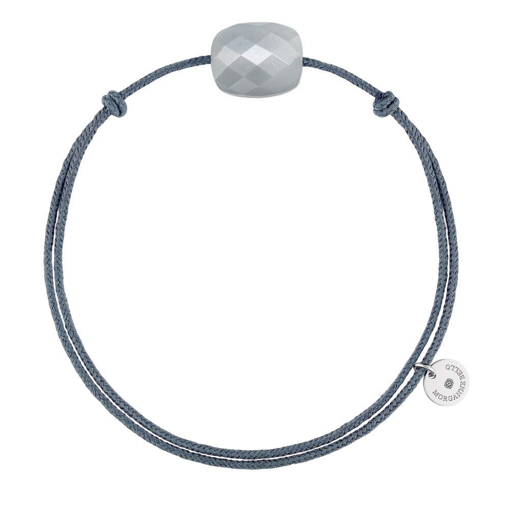 Bracelet, Pierre De Lune Grise, Cordon Gris