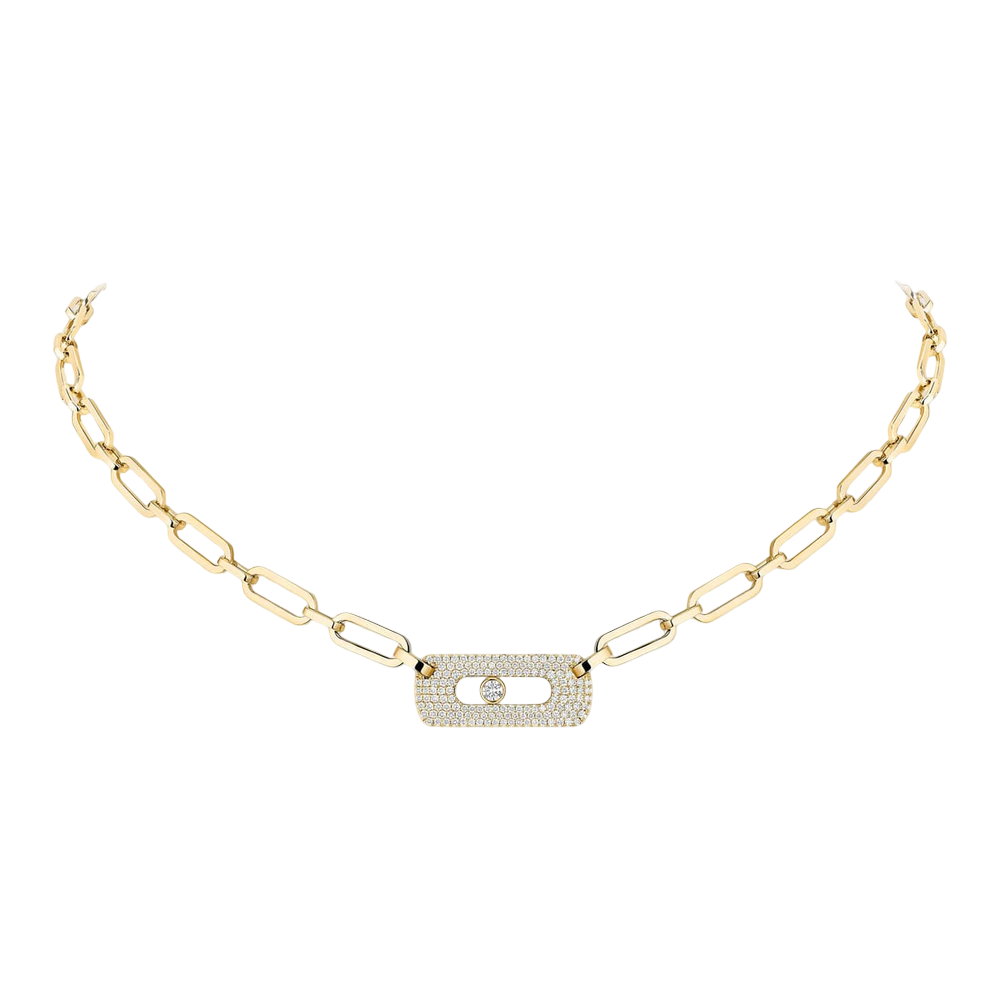 Collier chaîne Move Link semi-pavé Collier diamant en or rose Move Link