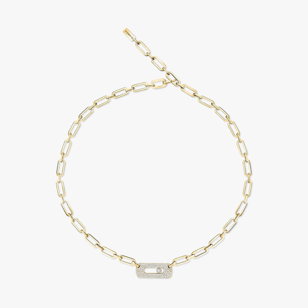 Collier chaîne Move Link semi-pavé Collier diamant en or rose Move Link