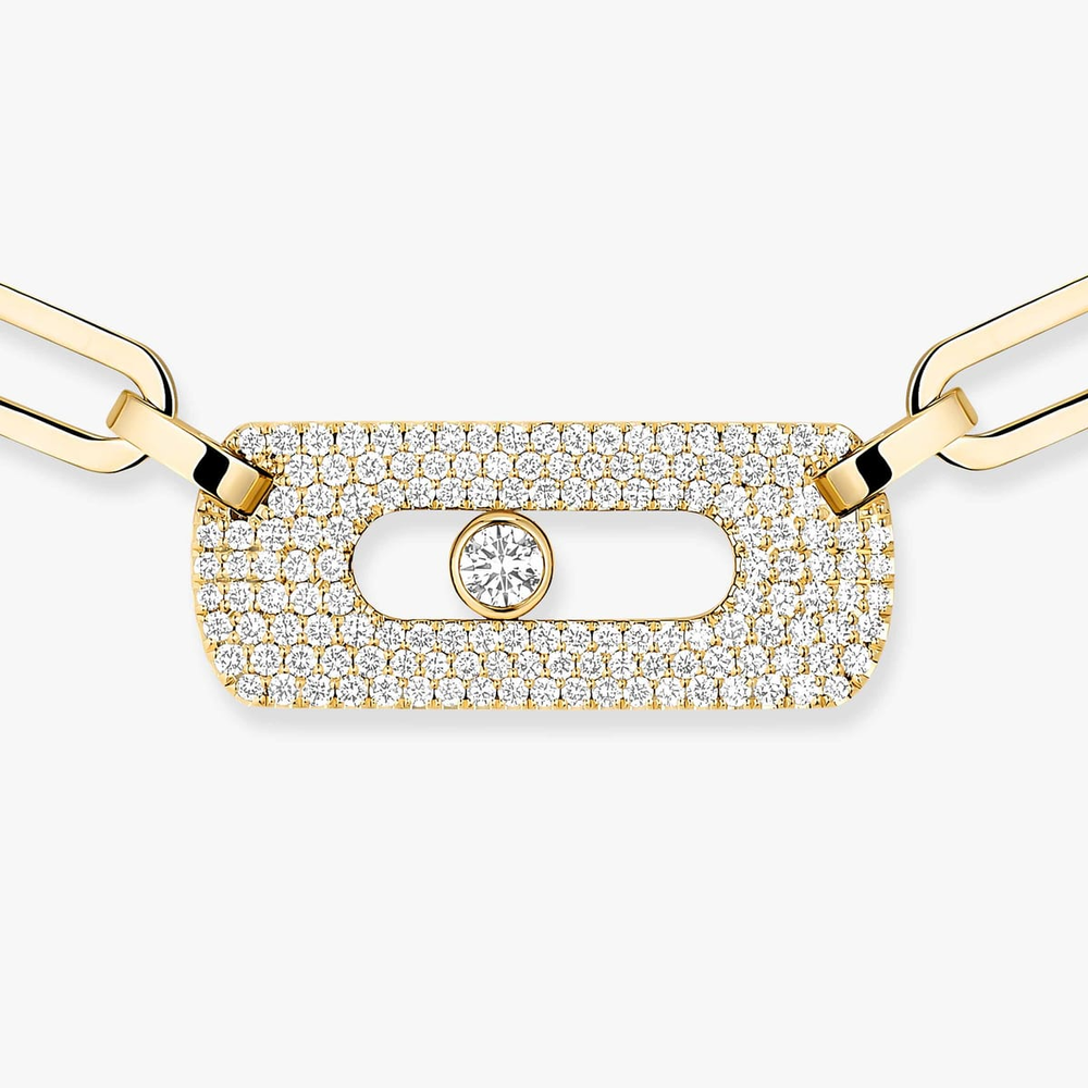 Collier chaîne Move Link semi-pavé Collier diamant en or rose Move Link