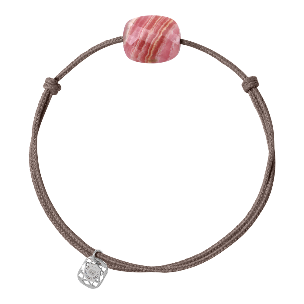 Bracelet, Rhodochrosite, Cordon Taupe