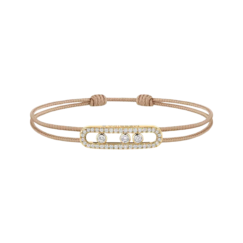 Bracelet cordon Messika Care(s) beige pavé