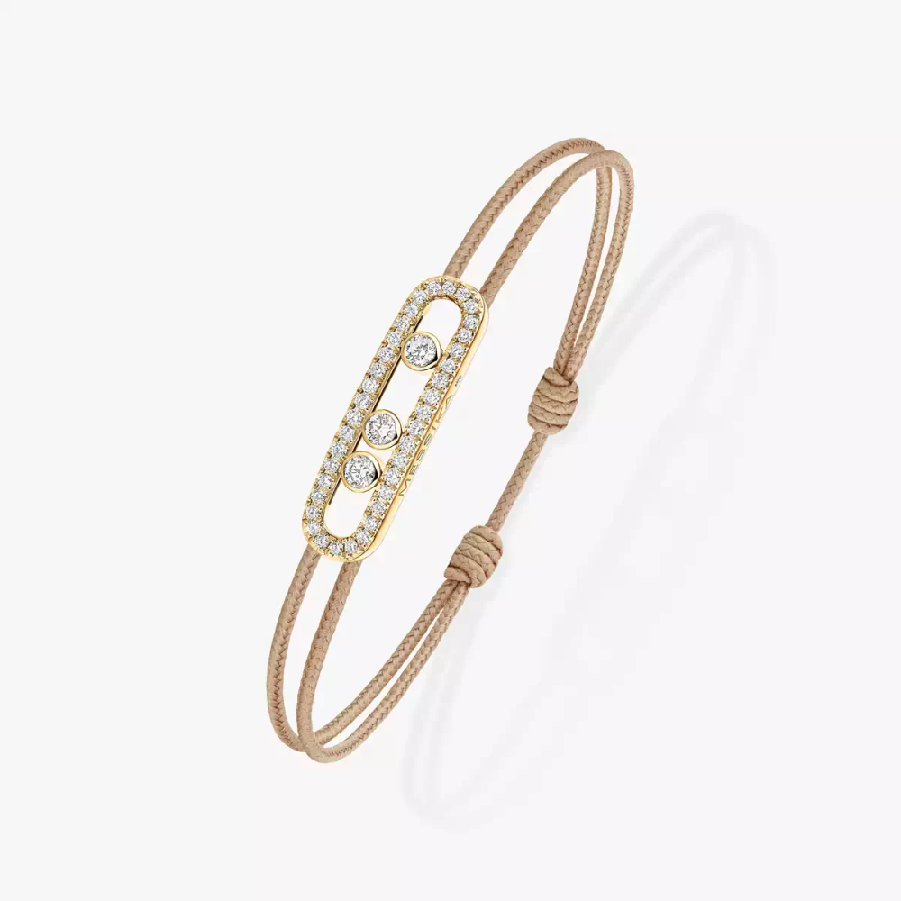 Bracelet cordon beige pavé Messika Care(s) Bracelet Diamant Or Jaune