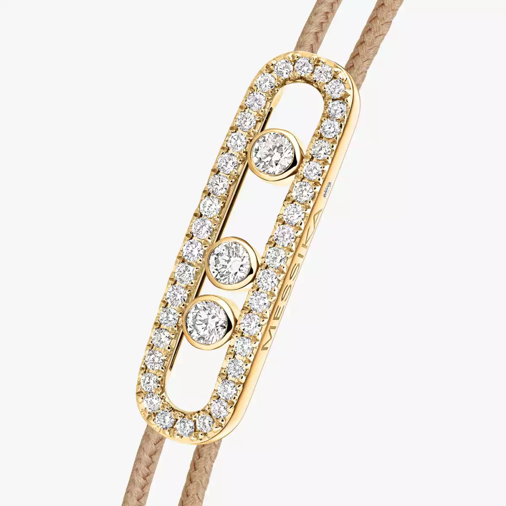 Bracelet cordon beige pavé Messika Care(s) Bracelet Diamant Or Jaune