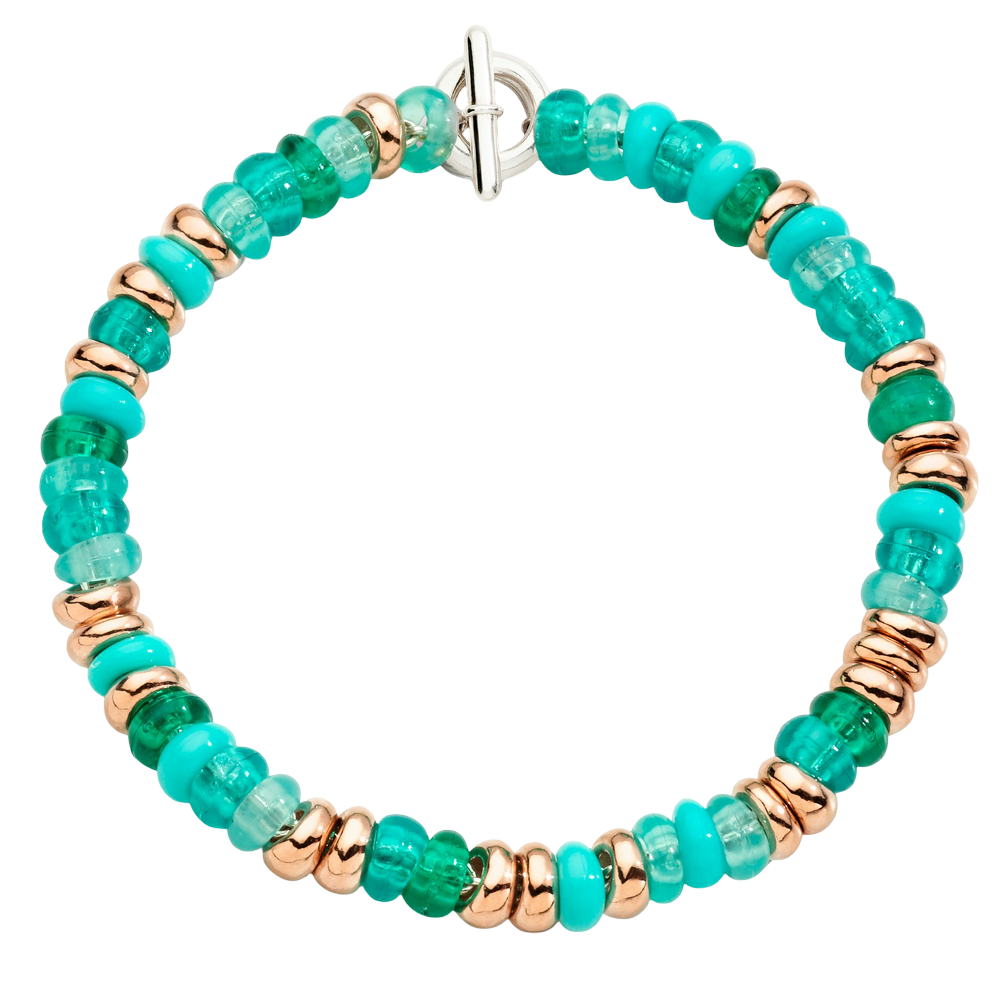 Bracelet Rondelle En Argent Doré Et Plastique Recyclé