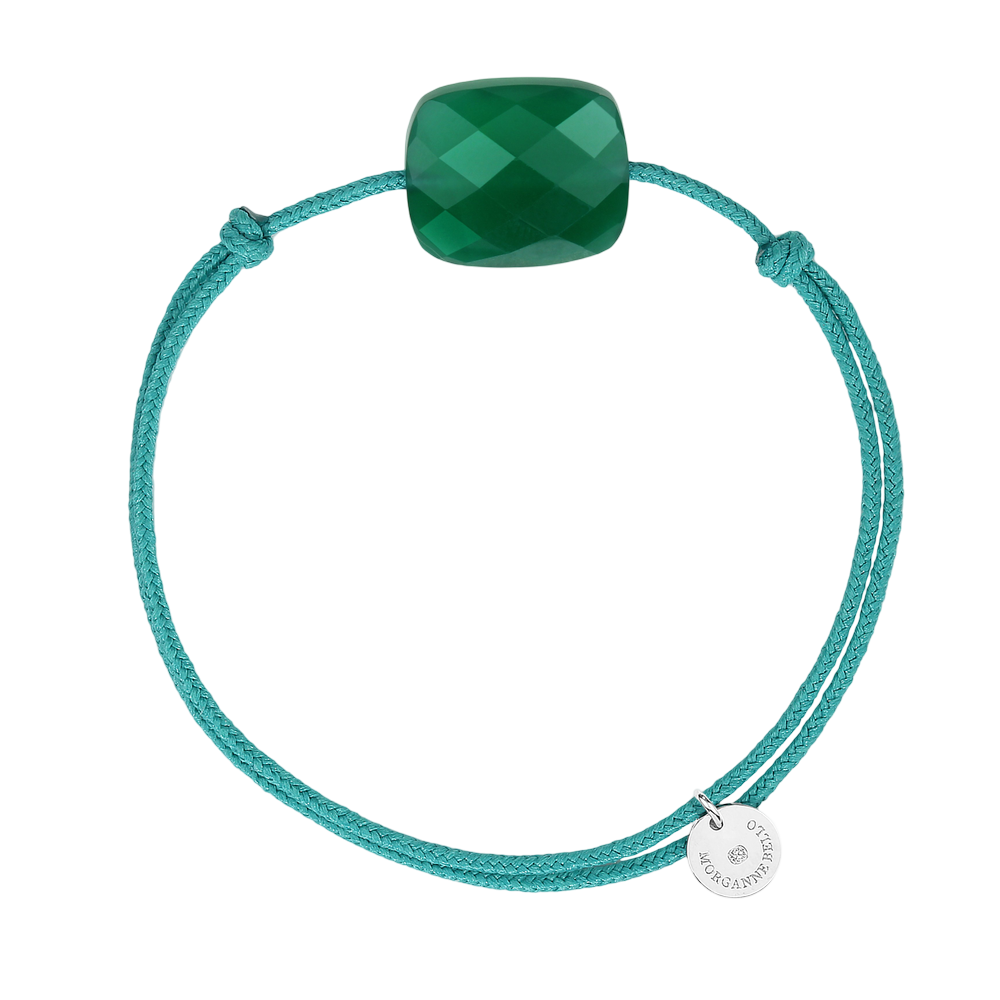 Bracelet, Agate Verte, Cordon Mer Du Sud