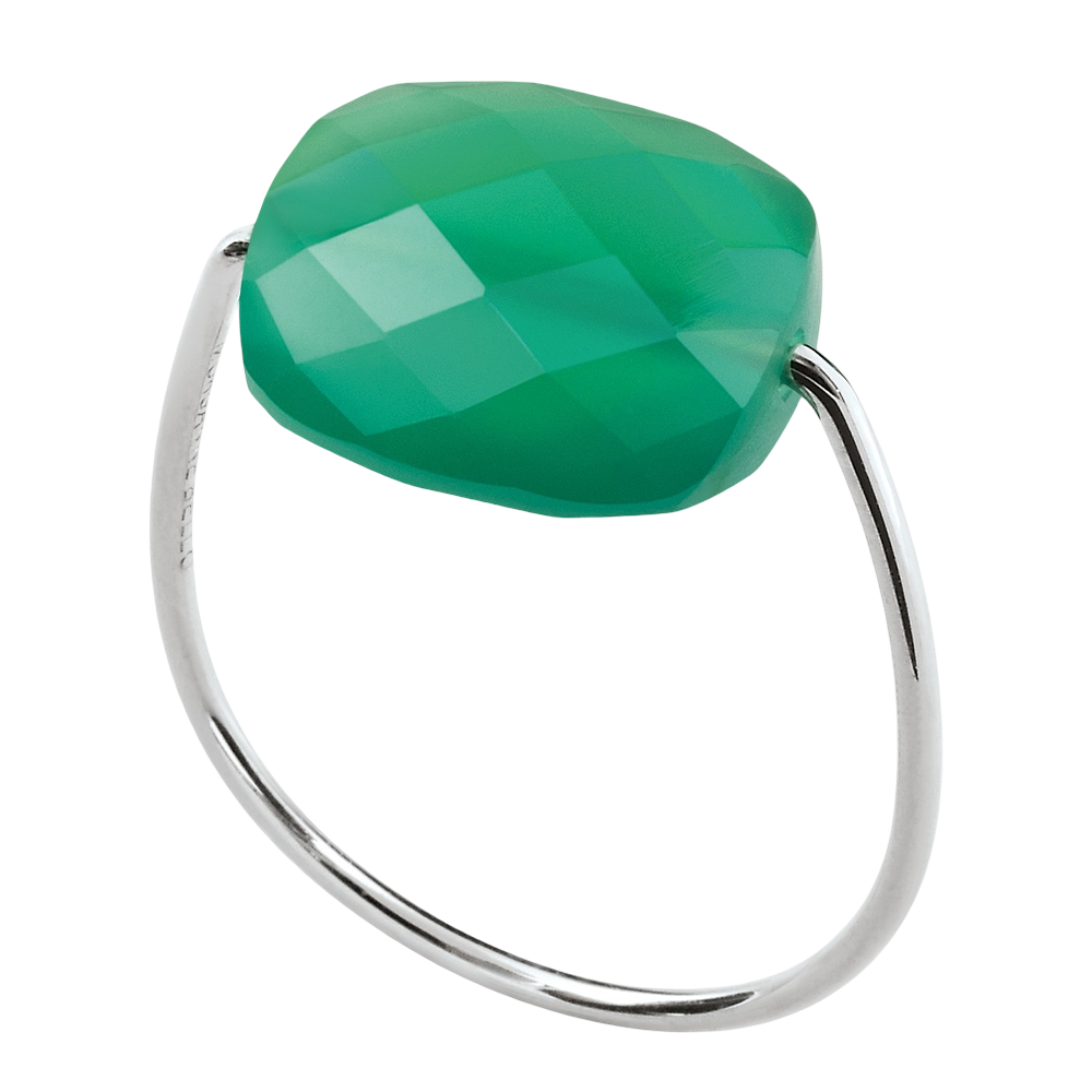 Bague, Agate Verte, Or Blanc - Bijouterie Aurea｜Morges