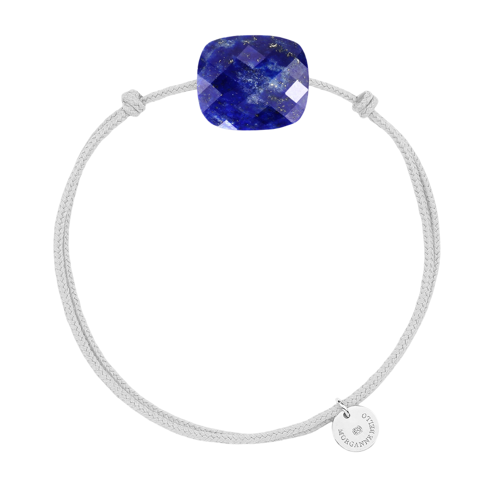 Bracelet, Lapis Lazuli, Cordon Gris Souris