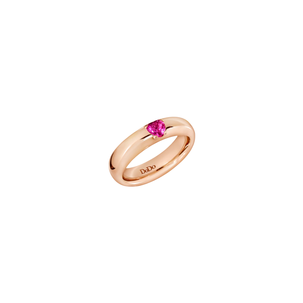 Bague Cœur Or Rose & Rubis Synthétique - Bijouterie Aurea｜Morges