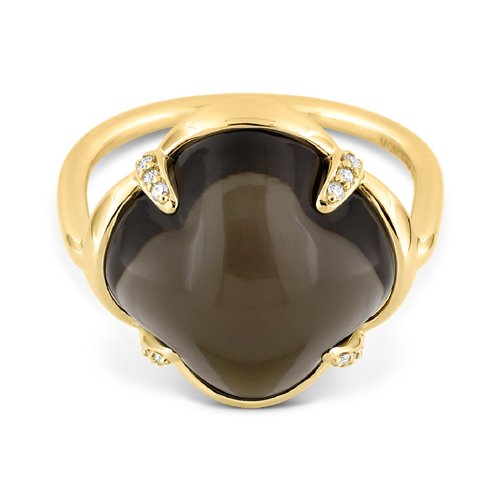 Bague, Quartz Fumé, Diamants, Or Jaune
