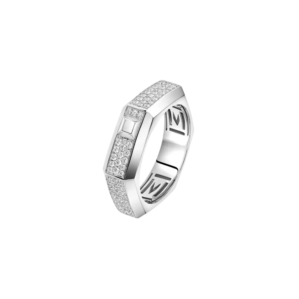 Bague Moderniste pavée, moyen modèle