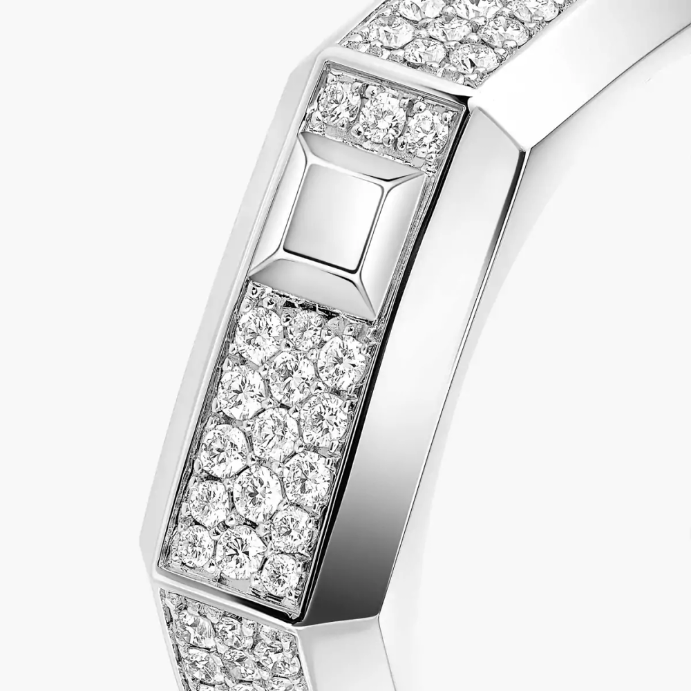 Bague Moderniste pavée, moyen modèle Bague diamant en or blanc Moderniste