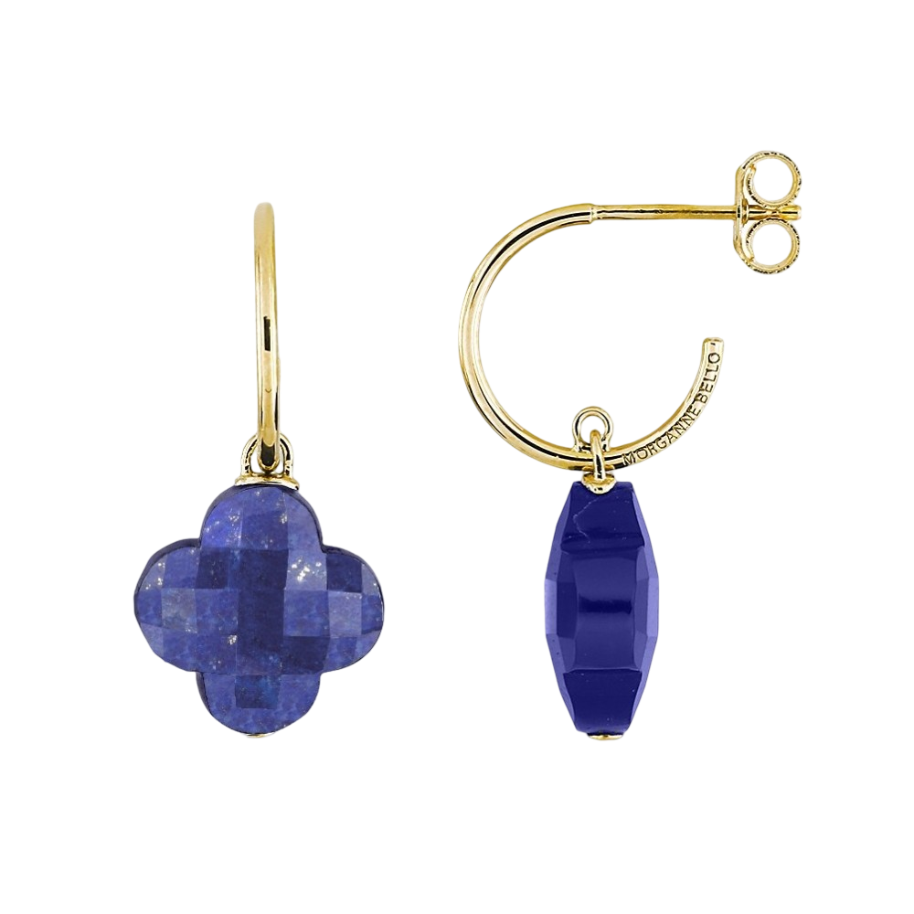 Boucles D'oreilles, Lapis Lazuli, Or Jaune