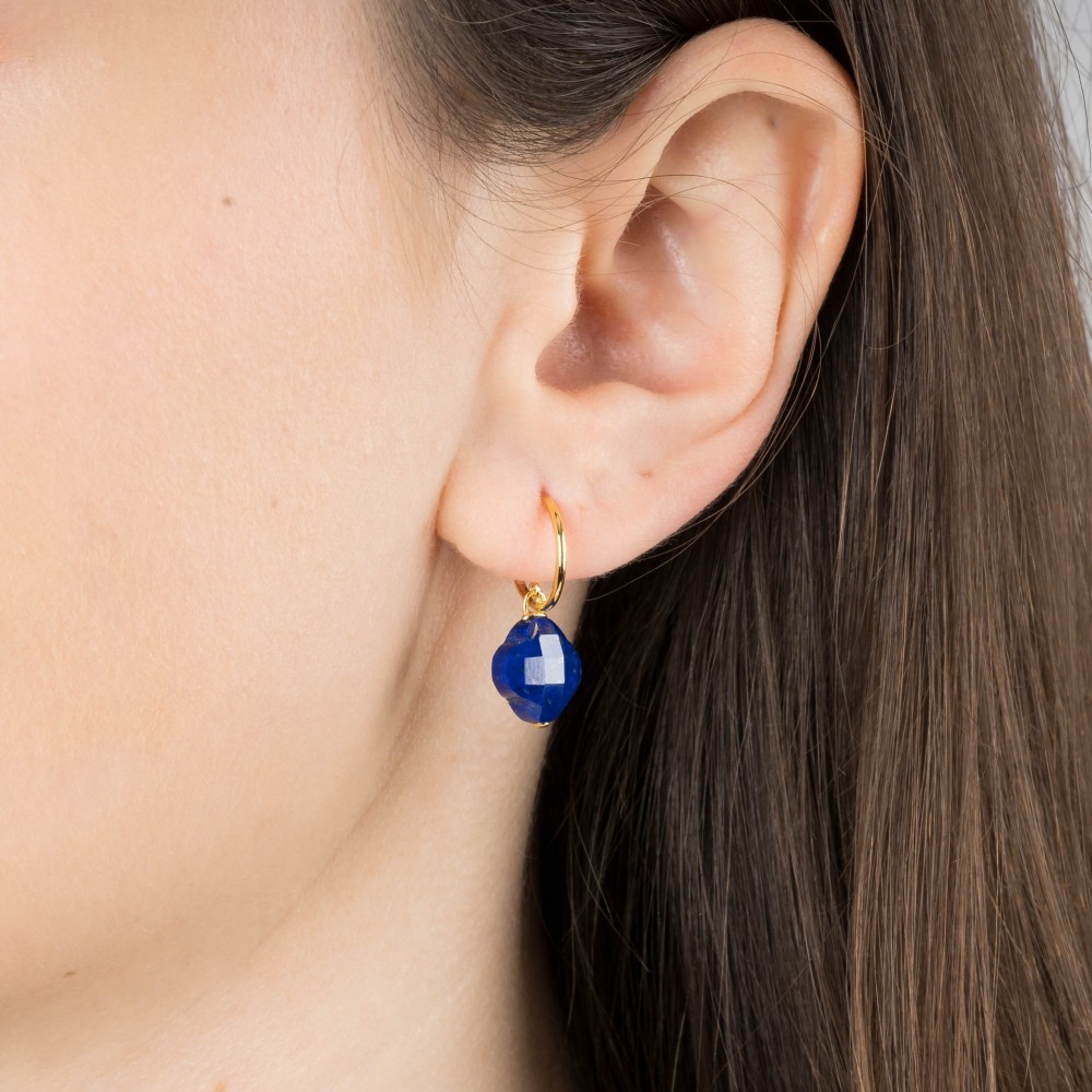 Boucles D'oreilles, Lapis Lazuli, Or Jaune