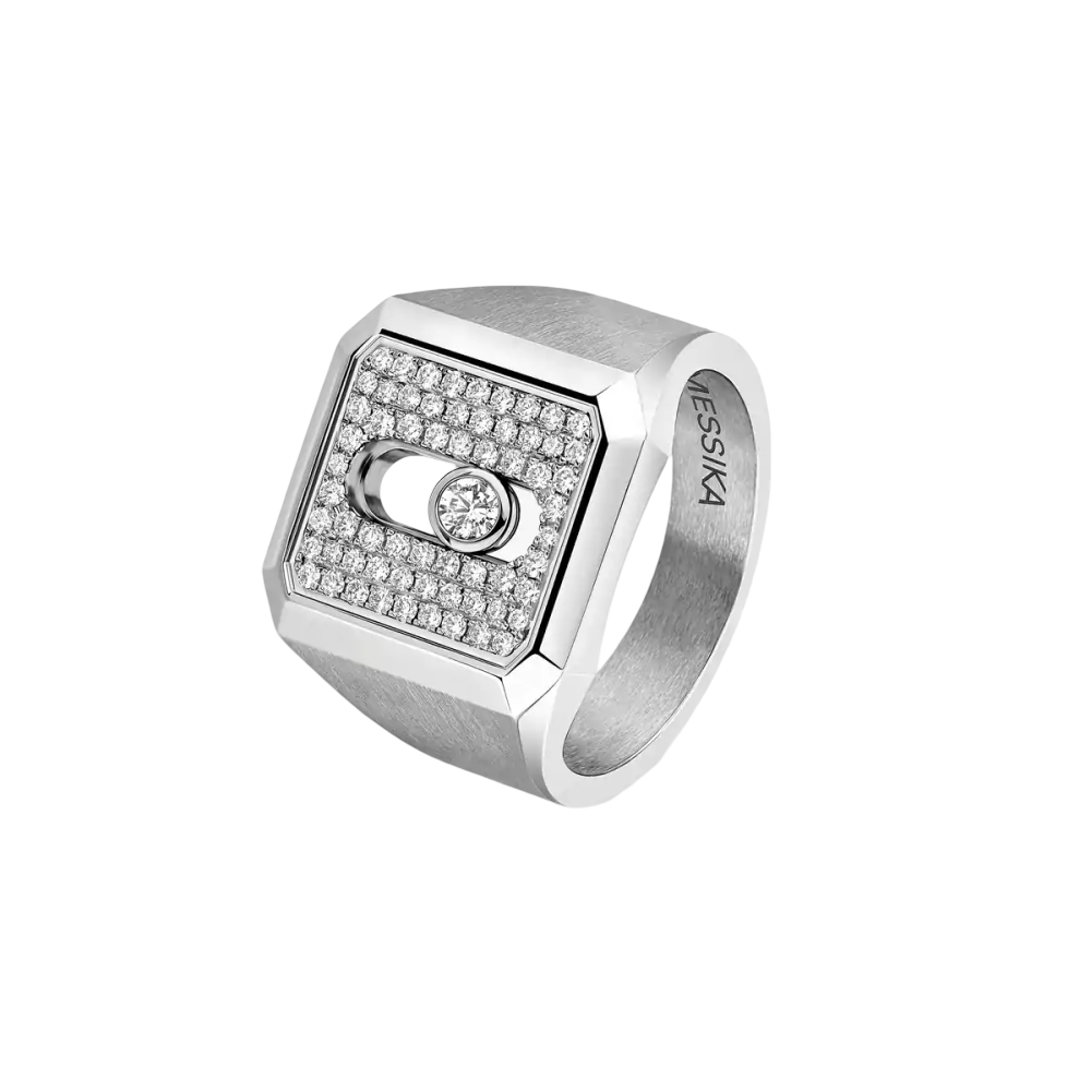 Bague chevalière Move Titanium pavée