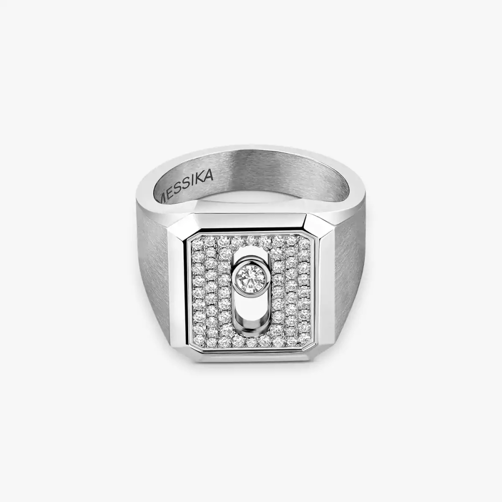 Bague chevalière Move Titanium pavée