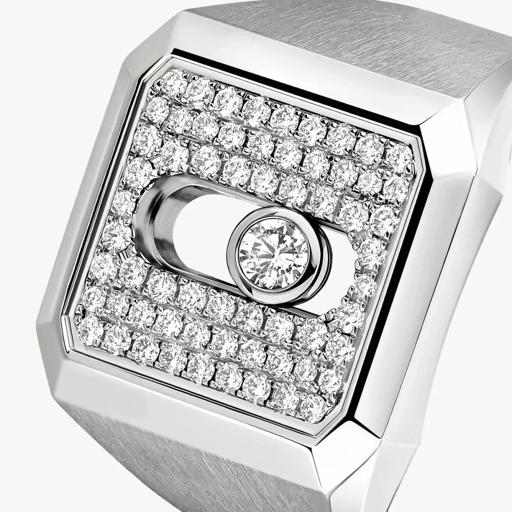 Bague chevalière Move Titanium pavée