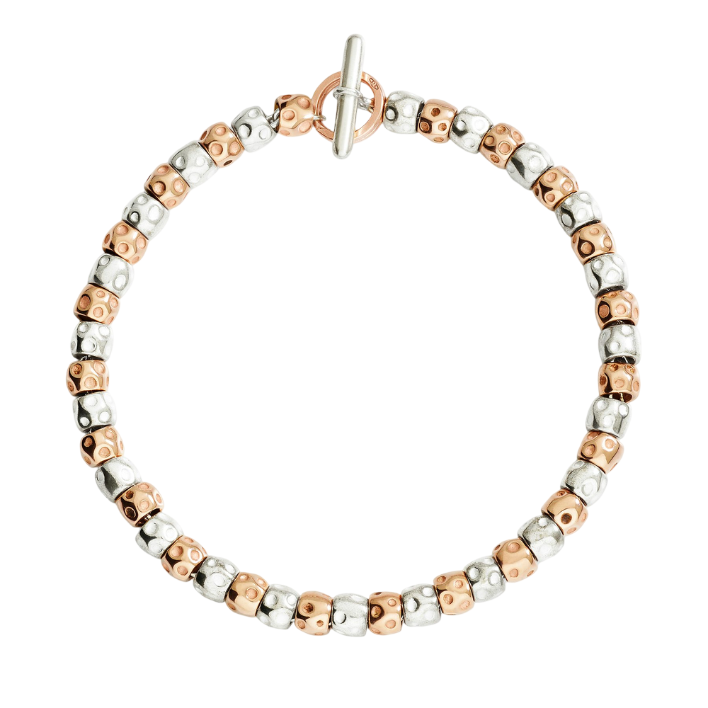 Bracelet Granelli Argent & Or Rose