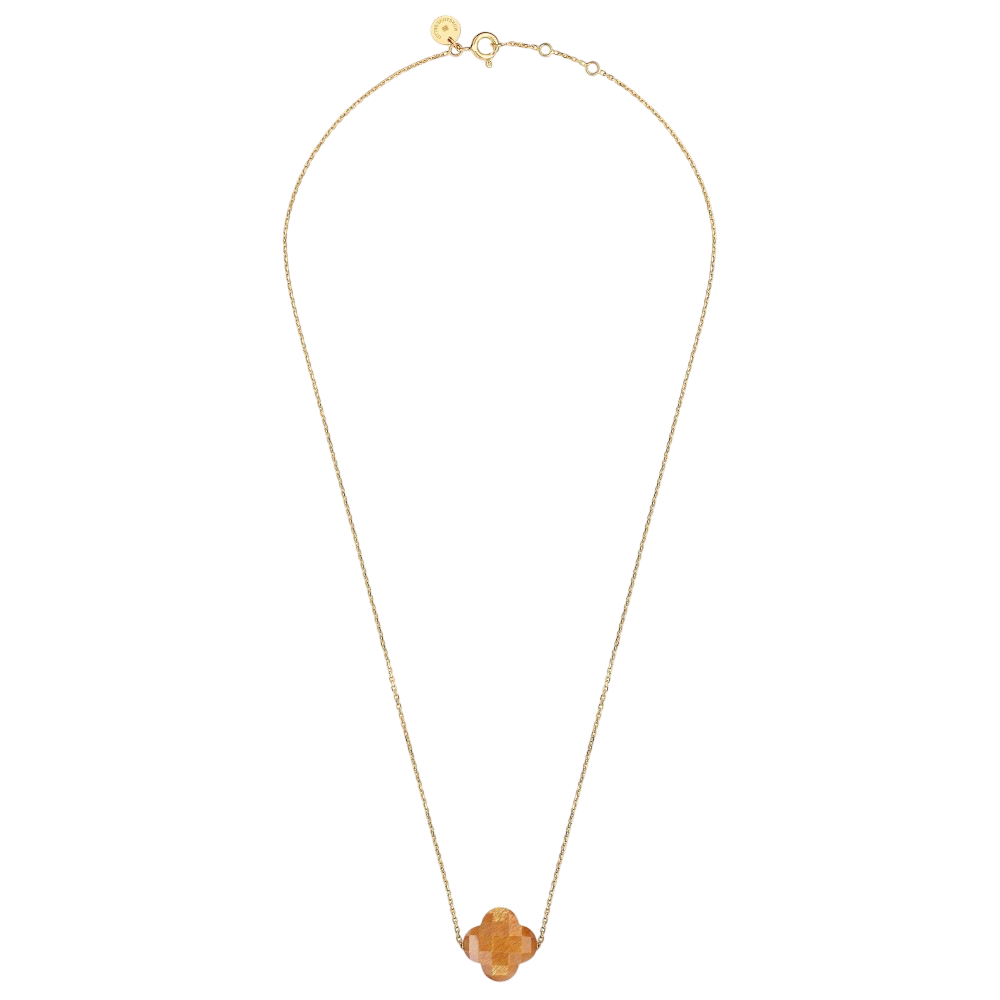 Collier, Pierre De Soleil Doré, Or Jaune