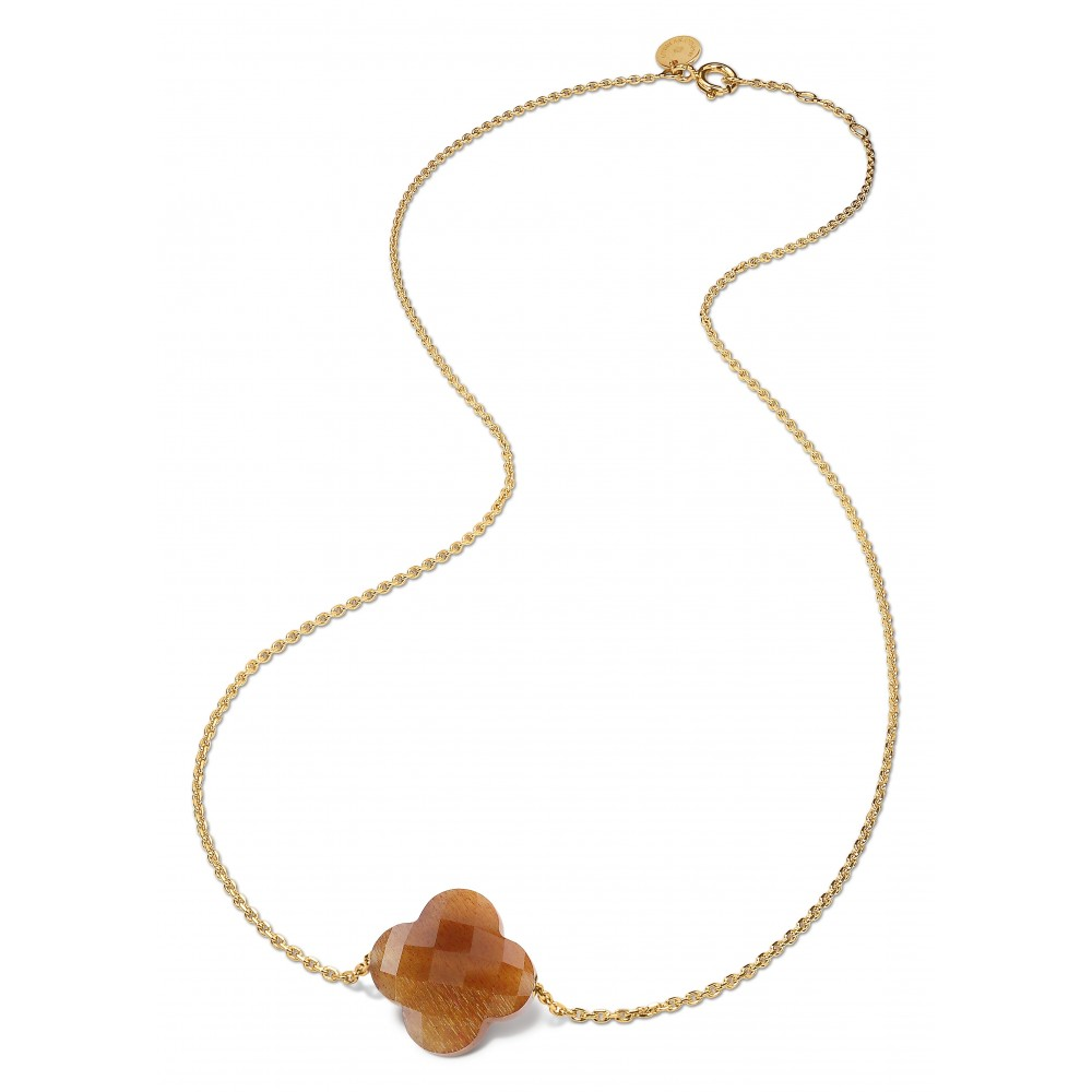 Collier, Pierre De Soleil Doré, Or Jaune